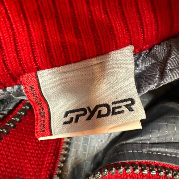 Spyder Wind Stopper Wool Red Gray Sweater Jacket 1/4 Zip Lined Mens Size Large - Picture 9 of 11